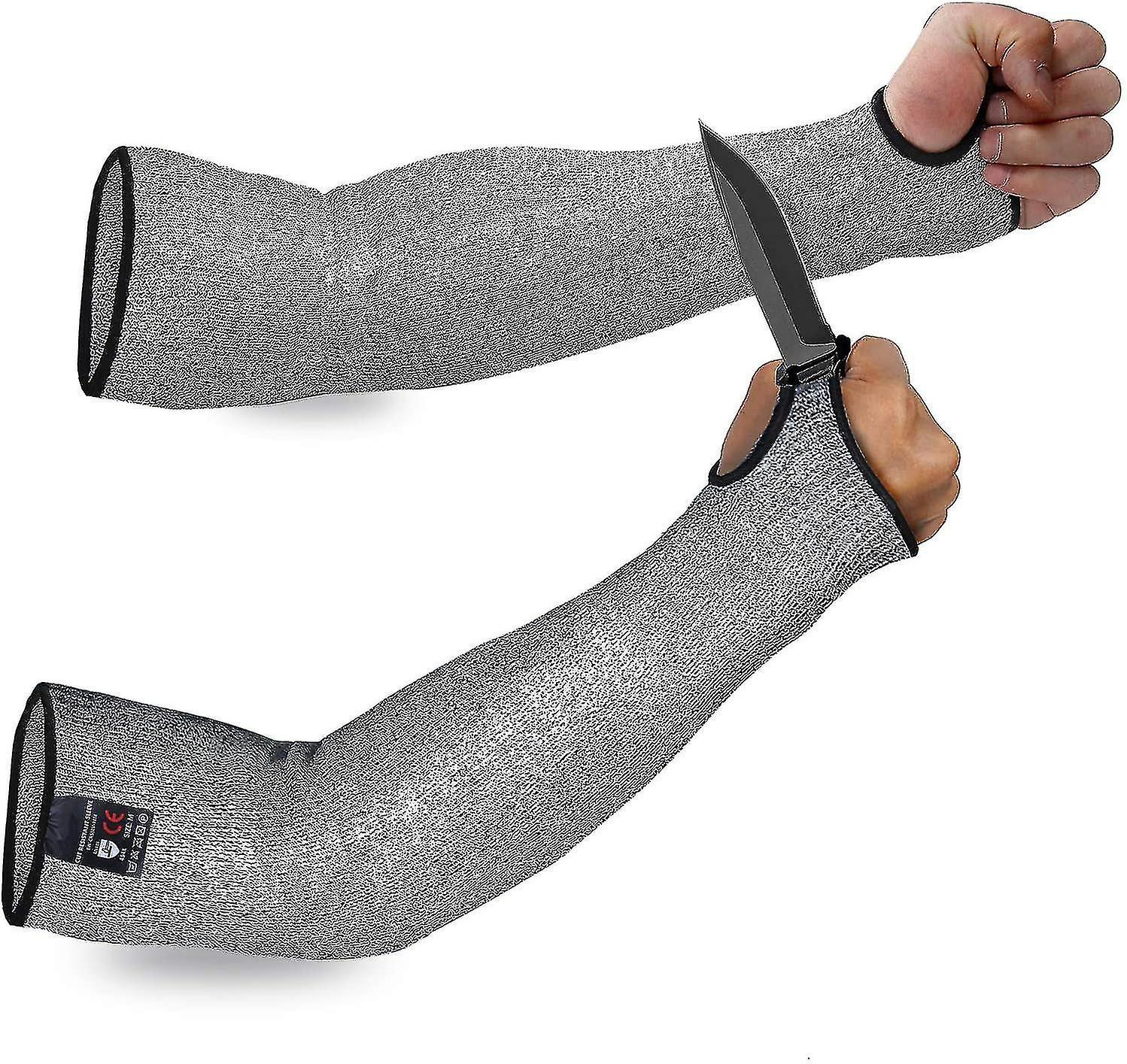 Paar Schnittfeste Armstulpen, Resistent Gegen Schnitte Und Bisse – 40 Cm – Grau