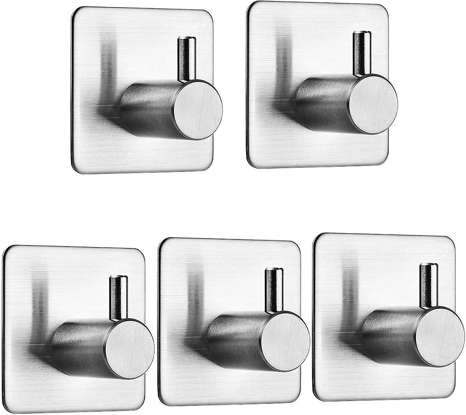 Selbstklebende Edelstahl-wandhaken Für Bad Und Küche – 5er-set, Wasser- Und Ölbeständiger Handtuchhalter Für Wohnzimmer Und Büro
