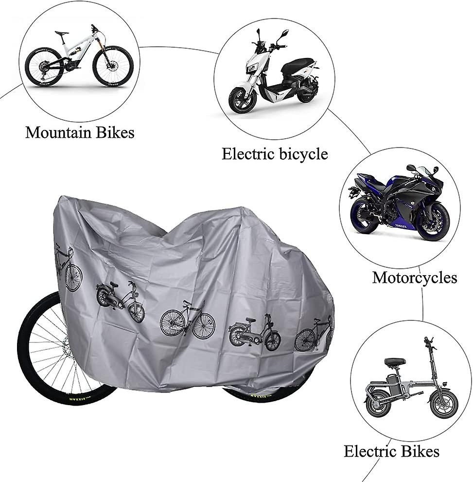Outdoor-fahrradabdeckung, 110 X 210 Cm, Wasserdicht, Für Mountainbikes, Motorräder Und E-bikes – Grau