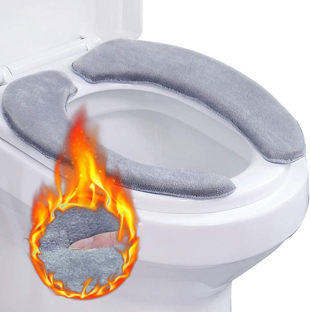 Wc-sitzbezug Aus Memory-schaum, 2er-pack (grau) – Waschbar, Mit Heizkissen, Kleine Größe