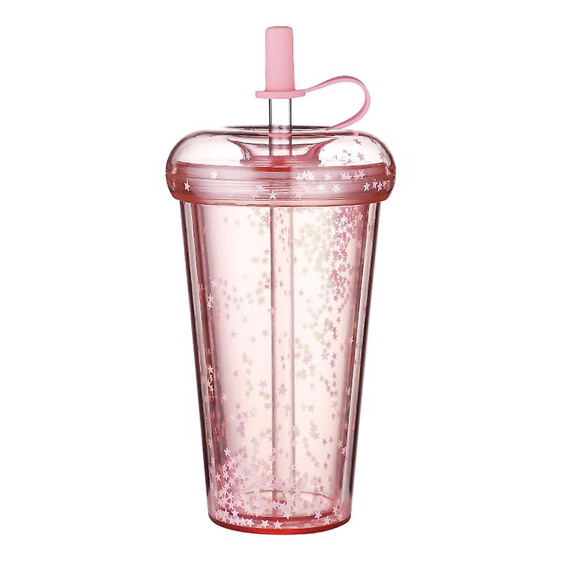Doppelwandiger, Auslaufsicherer Reisebecher Mit Strohhalm Und Deckel, 560 Ml, Grau