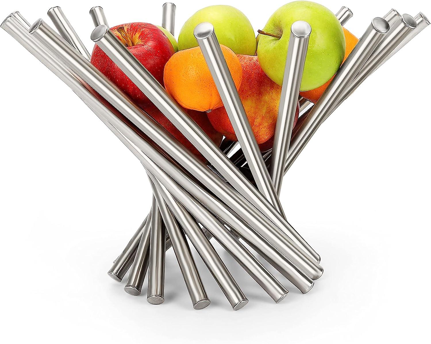 Zusammenklappbarer Obstkorb Aus Silberfarbenem Edelstahl
