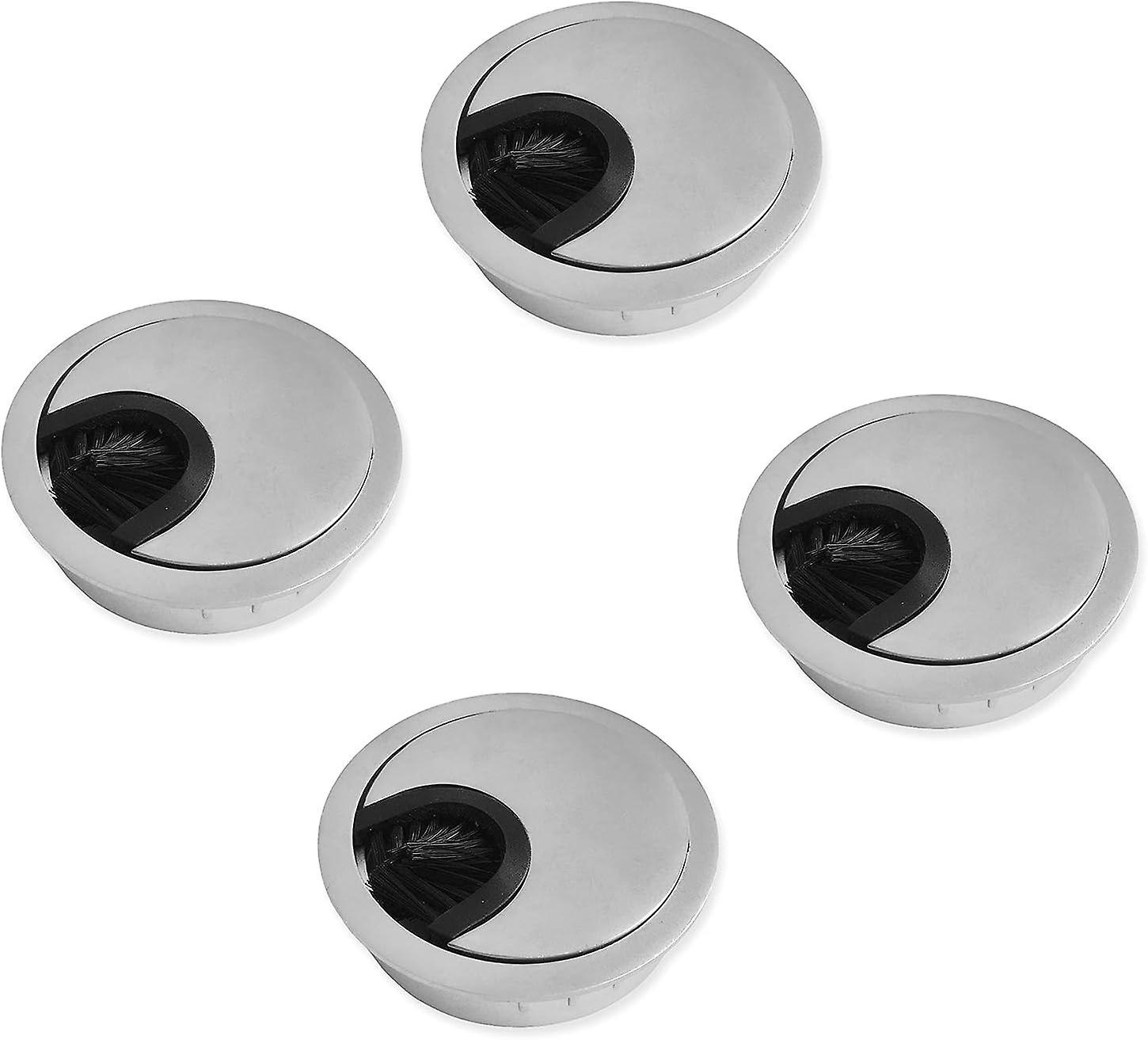Runde Kabelkappen Aus Gebürstetem, Silberfarbenem Metall – 50 Mm, 4er-pack