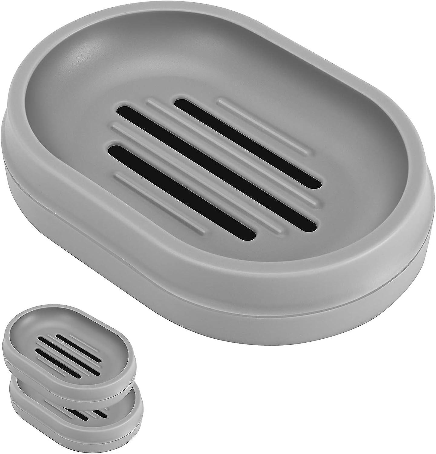 Set Aus 3 Seifenschalen Mit Abflusssystem, Leicht Zu Reinigender Halter Für Zuhause, Hotel Und Mehr (grau)