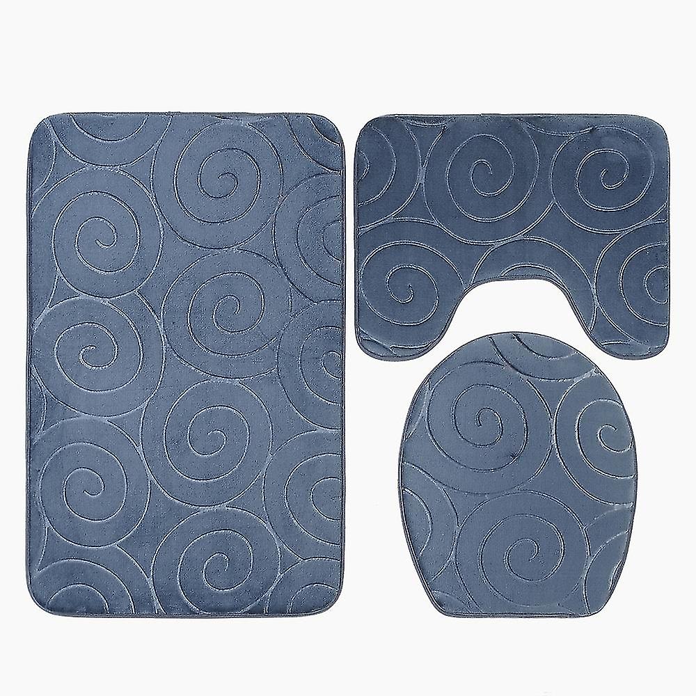 3-teiliges, Rutschfestes Graues Badematten-set Mit Konturmatte Und Wc-matte