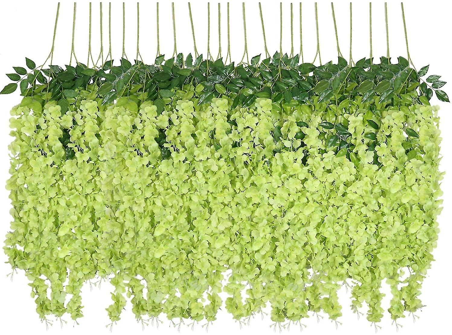 Künstliche Seidenblumen Zum Aufhängen In Form Von Glyzinienranken Für Die Dekoration Von Zuhause, Hochzeiten Und Partys (26 Stück, Grün)