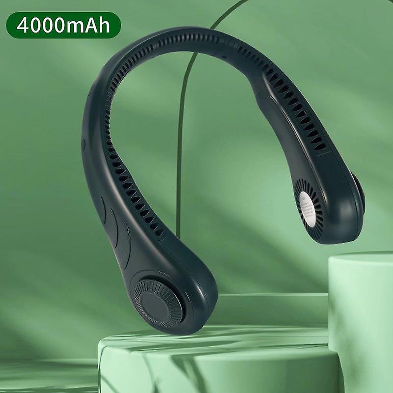 Freihändiger, Klingenloser, Tragbarer Nackenventilator, Grün, Mit 4000-mah-akku Und 3 Geschwindigkeitsstufen