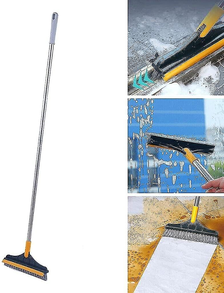 2-in-1 Bodenreinigungsbürste Mit Drehbarem Kopf Und Langem Griff Zur Duschreinigung, Gelb Und Grün