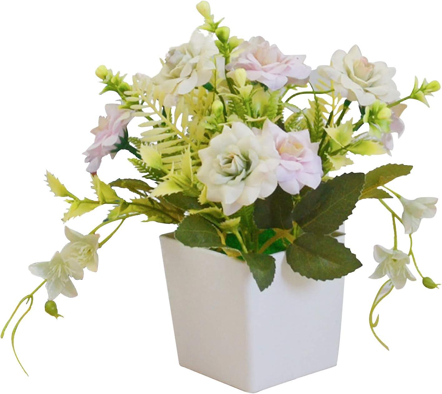 Künstlicher Blumentopf Für Die Inneneinrichtung, Hochzeit, Büro, Tisch, Fenster, Wohnzimmer, Schlafzimmer – Rosa Und Grün