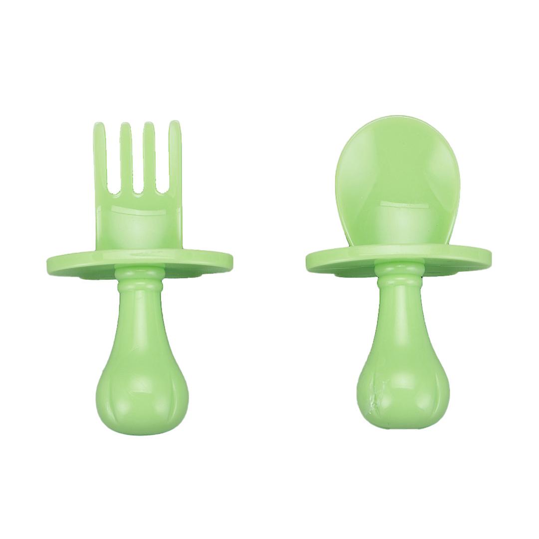 Buntes, Bpa-freies Babybesteck-set Mit Löffel Und Gabel Für Selbstständiges Essen, Grün (1 Stück)