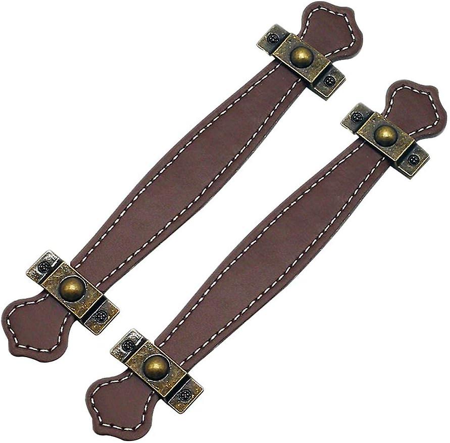Set Aus 2 Hellbraunen Vintage-ledergriffen Für Schranktüren Und Schubladen