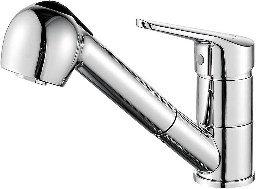 360° Drehbare Küchenarmatur Mit Ausziehbrause Und Flacher Spültischarmatur, Chrom/silber-finish