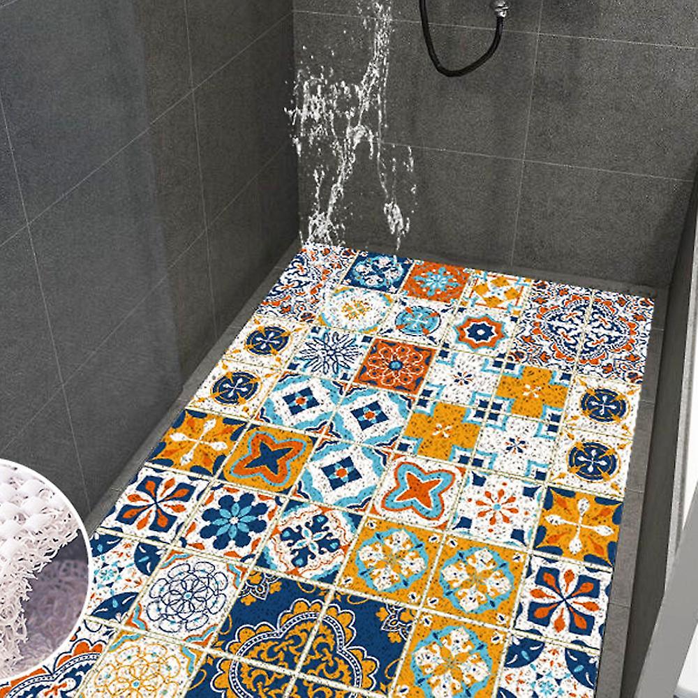 Rutschfeste, Quadratische Duschmatte Aus Pvc Mit Luffa-finish Und Abflusslöchern – 60 X 40 Cm