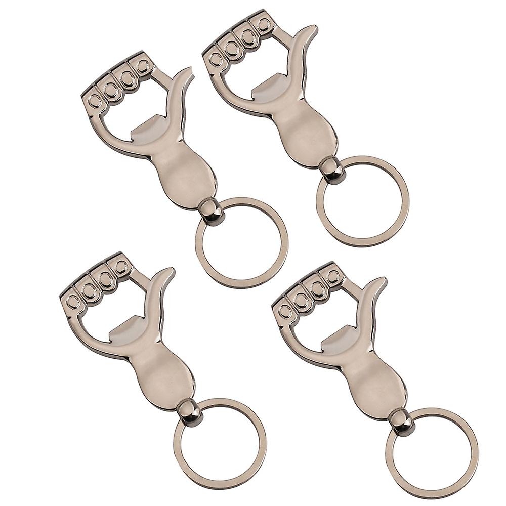 Set Mit 4 Tragbaren Flaschenöffnern Mit Metall-schlüsselanhängern – Praktisches Trinkaccessoire