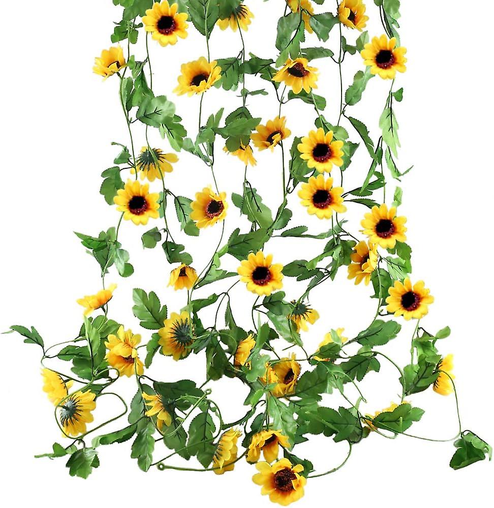 Set Mit 4 Künstlichen Sonnenblumengirlanden, 1,7 M – Realistische, Hängende Seidenblumen Für Hochzeits- Und Partydekorationen Im Innen- Und Außenbereich