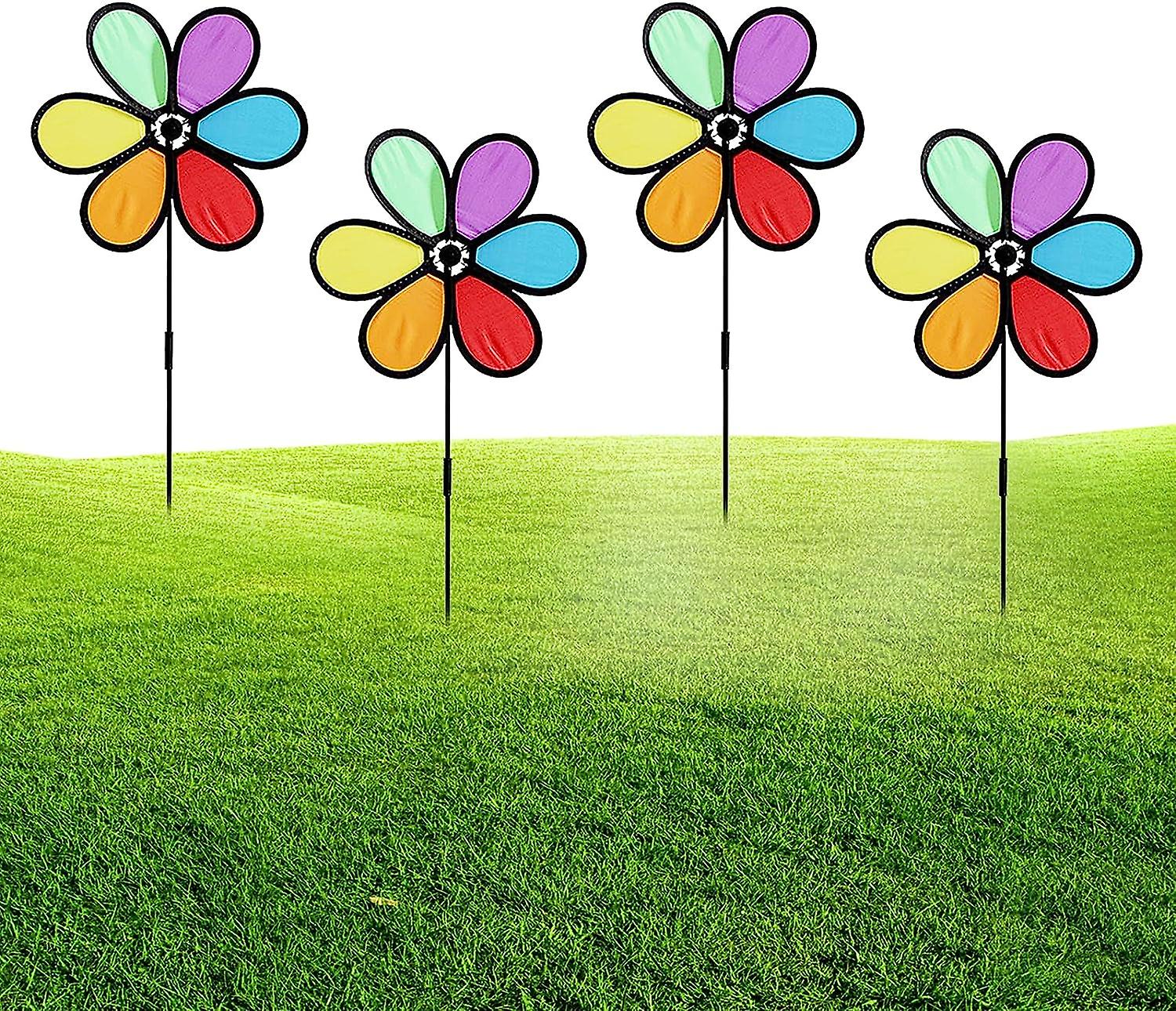 Set Mit 4 Farbenfrohen Wetterfahnen Für Den Garten – 6-blättrige Wetterfahnen Aus Metall Für Terrasse Und Garten