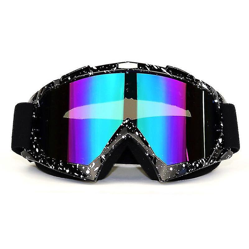 Motorradbrille, Motocrossbrille, Offroad-motorradbrille, Schutzbrille, Winddicht, Sanddicht, Wasserdicht, Beschlagfrei, Schwarzer Rahmen Mit Weißen Punkten