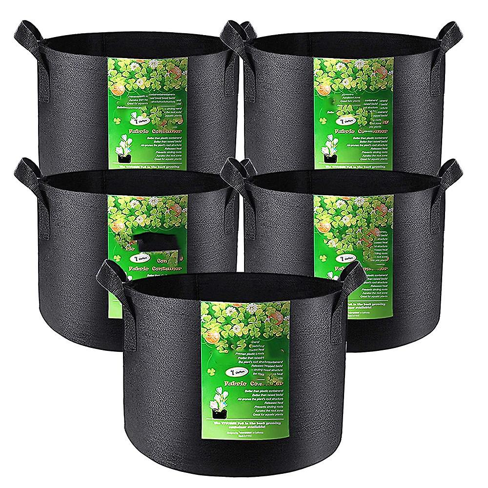 Set Mit 5 Pflanzsäcken À 3 Gallonen Aus Robustem Vliesstoff Mit Griffen
