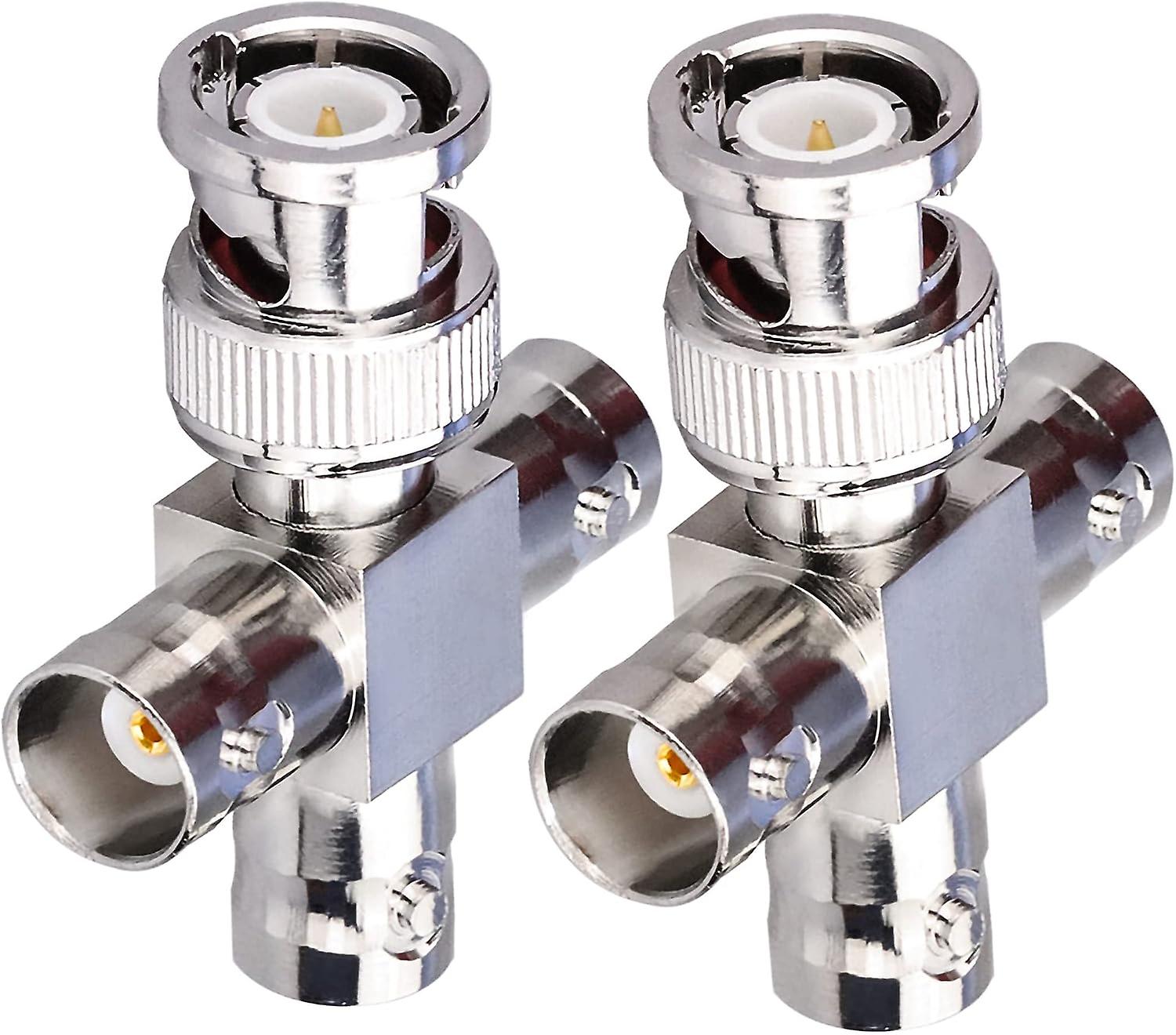 Packung Mit 2 Rf Bnc-steckern Auf 3 T-buchsen-koaxialsteckern, 4-facher Koaxial-splitter-adapter Für Rundfunk-/verlängerungskabel, Bnc-t-stecker