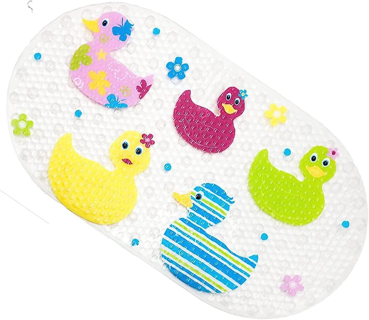 Rutschfeste Babybadematte Mit Großen Saugnäpfen Und Buntem Entenmotiv, 38 X 69 Cm