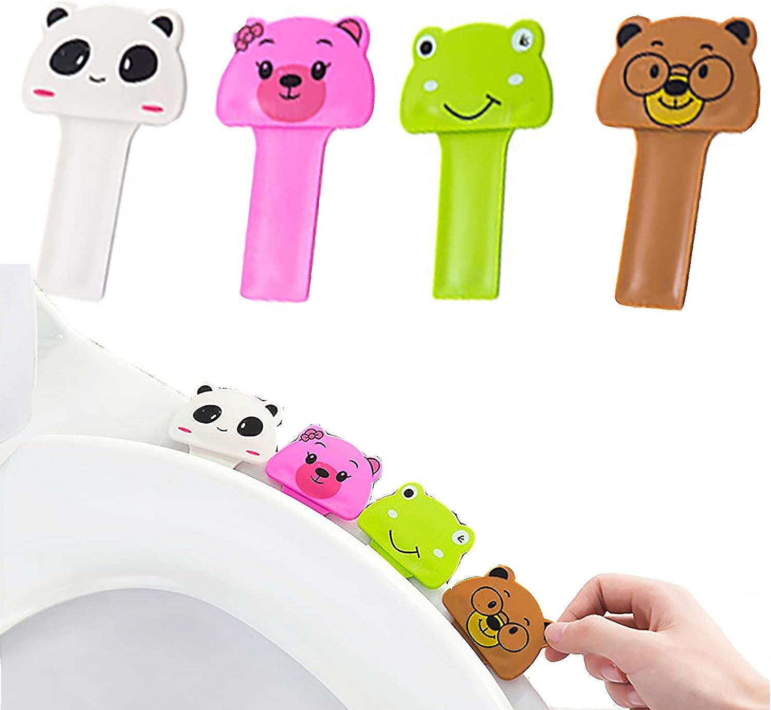 Set Mit 4 Selbstklebenden Wc-sitzgriffen Mit Cartoon-motiven