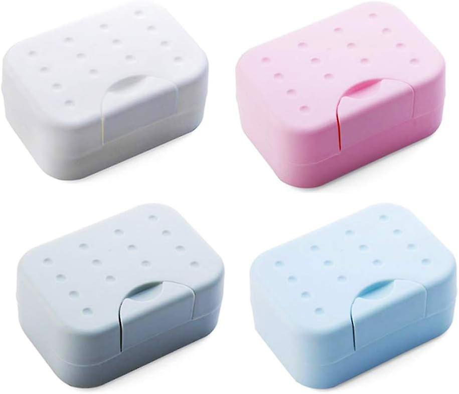 Reiseseifenschale Mit Deckel, 4er-set – Leicht Zu Reinigende Seifenbox Aus Kunststoff Für Bad, Dusche Und Küche