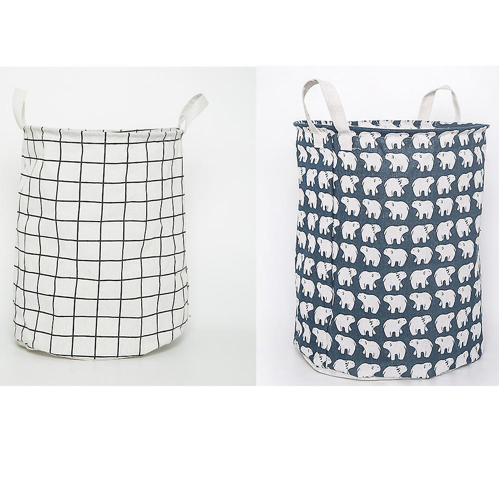 Set Aus 2 Faltbaren Wäschekörben Aus Baumwolle Und Leinen – 33 X 33 X 43 Cm