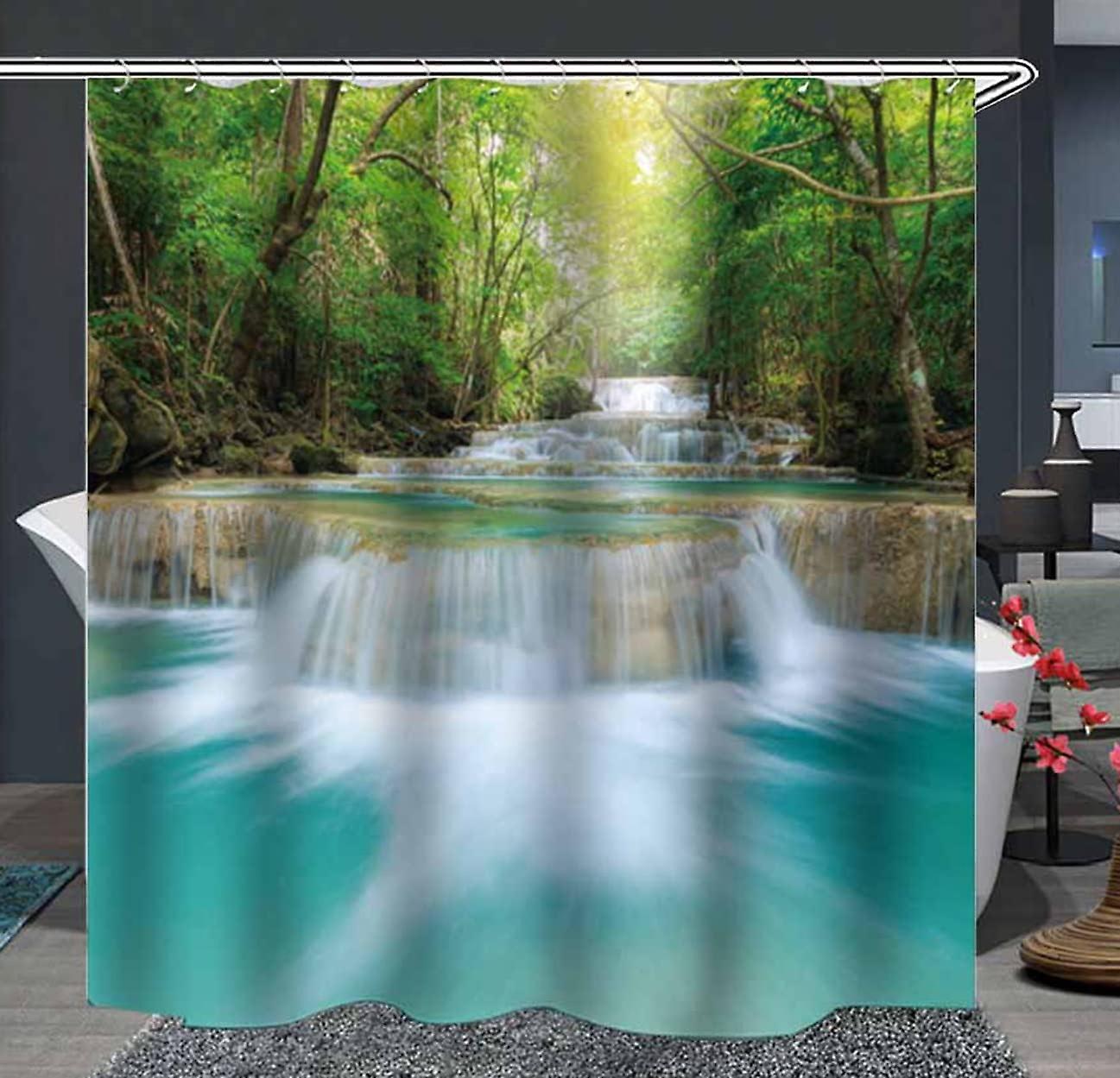 Wasserdichter 3d-duschvorhang Mit Ringen Und Haken – 100 % Polyester