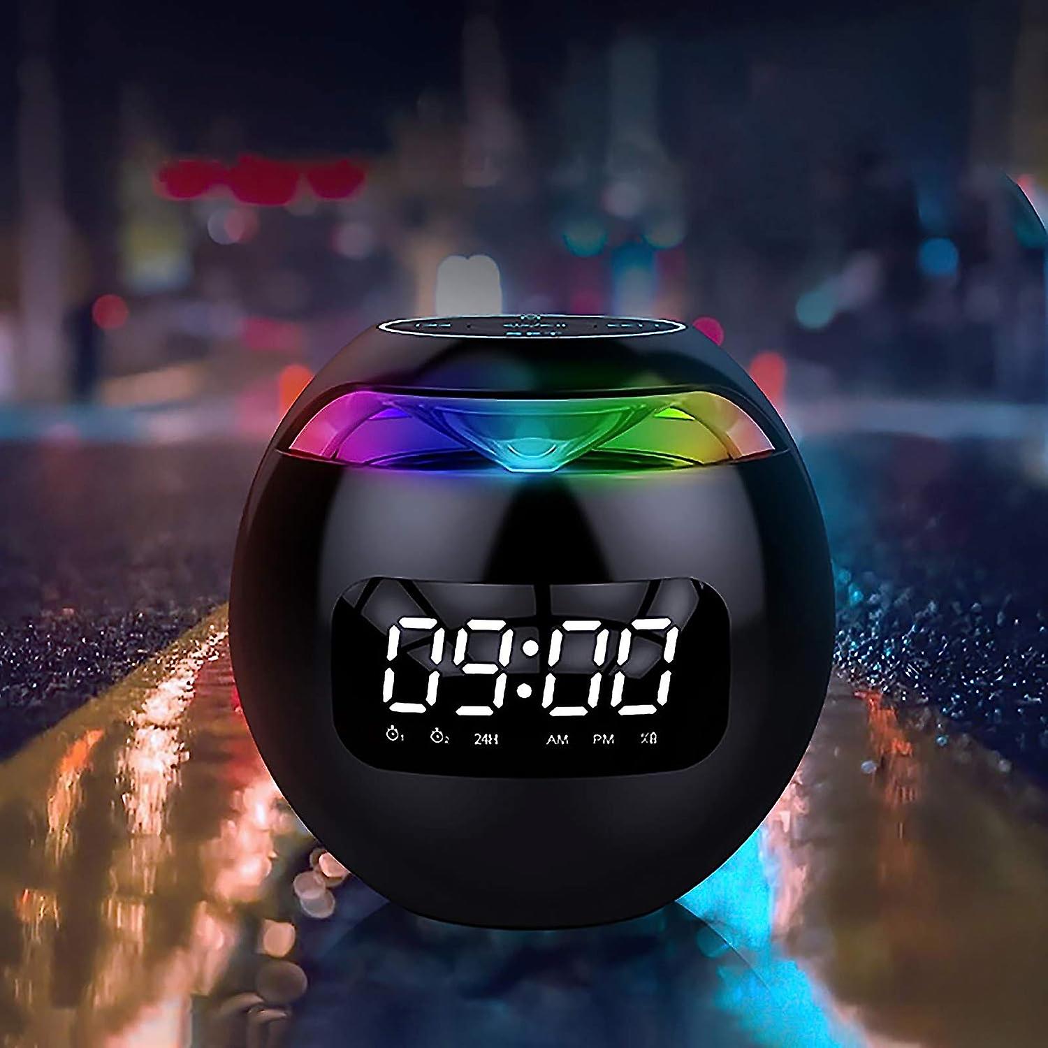 Kabelloser Bluetooth-lautsprecher Mit Fm-radio, Led-bildschirm, Hd-sound, Geräuschunterdrückung, Farbigen Lichtern Und Tragbarem Wecker
