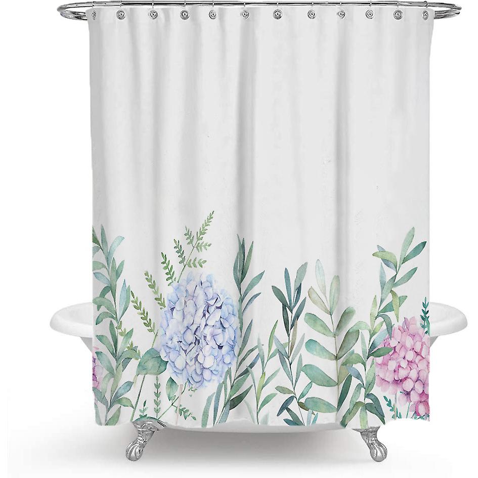 Duschvorhang Aus Polyester Mit Exquisitem Grünem Blatt- Und Blumenmuster – 180 X 200 Cm