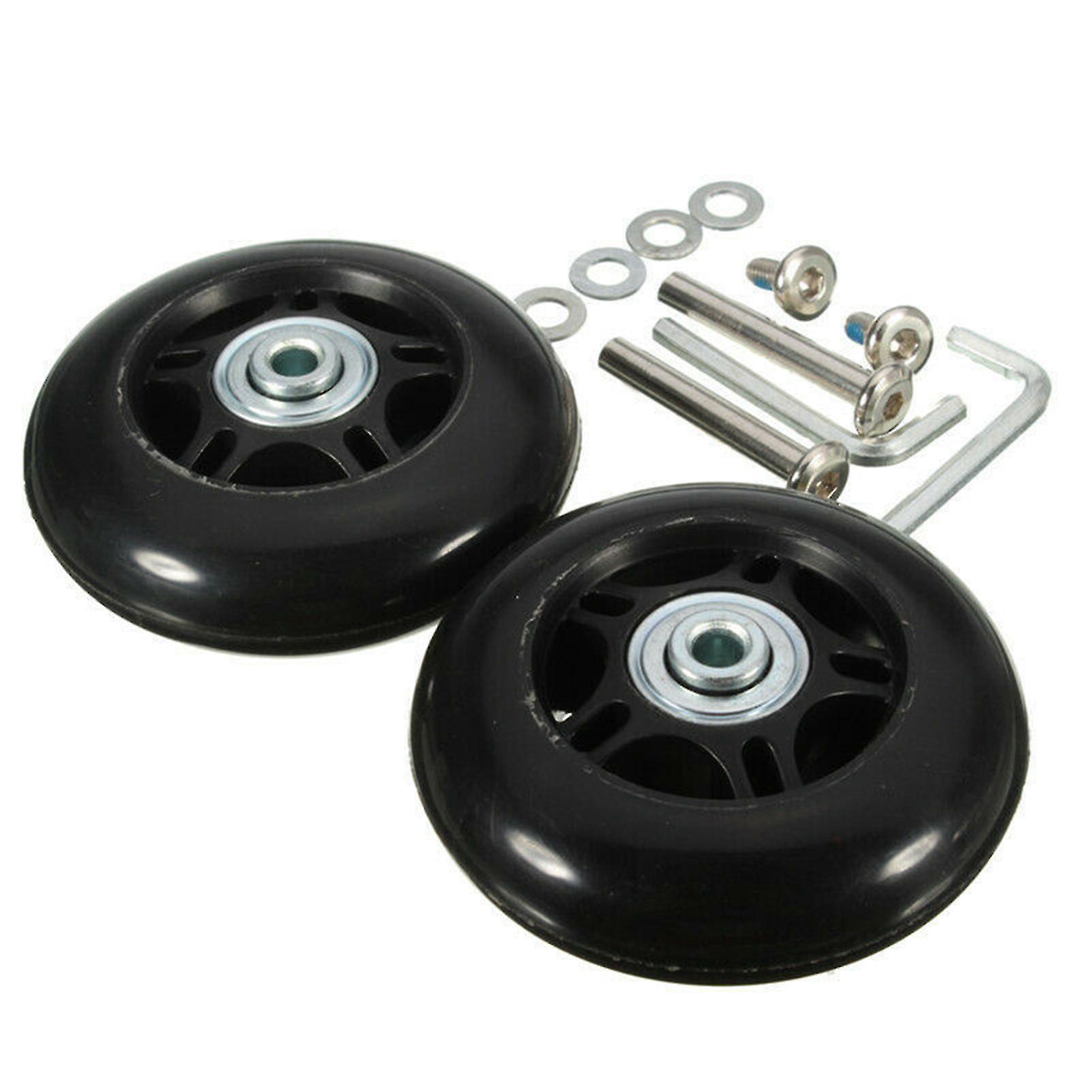 Paar 70 Mm X 24 Mm Geräuscharme, Drehbare Gummikofferrollen Inklusive Werkzeug.