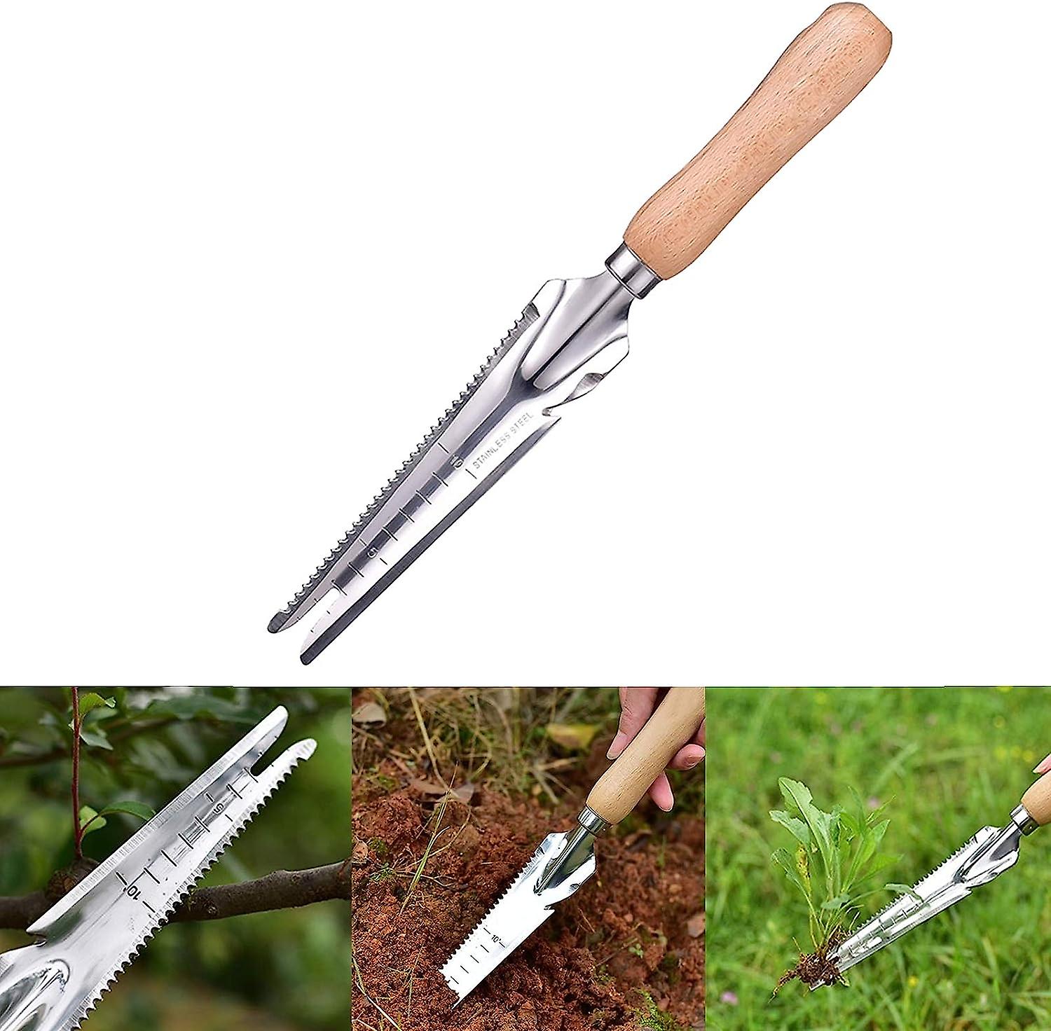 Manueller Unkrautstecher Aus Edelstahl Mit Holzgriff