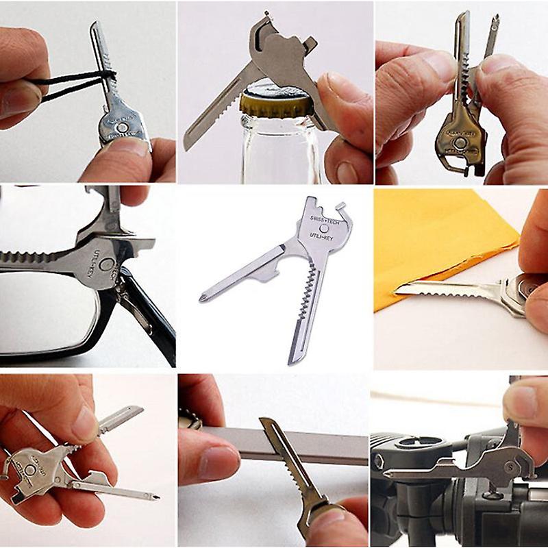 Set Mit 2 Multifunktionalen Klappmessern Für Outdoor-aktivitäten, Schlüsselanhänger, 6-in-1-multitool