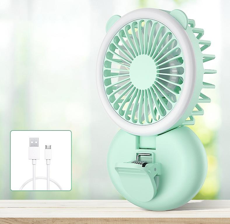 2-in-1-klappventilator Mit Led-lichtring – Tragbar, Usb-aufladbar, 3 Geschwindigkeitsstufen – Ideal Für Schlafzimmer, Büro Und Reisen