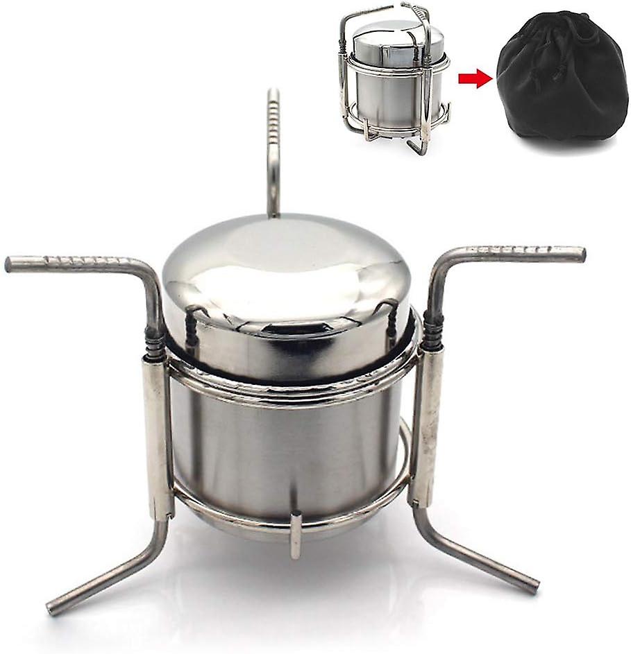 Tragbarer Spirituskocher Aus Edelstahl Für Camping, Picknicks Und Grillabende.