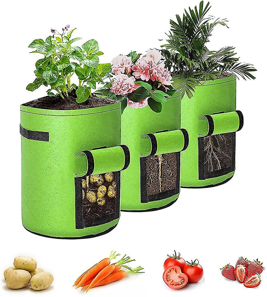 Dreier-set Pflanzsäcke À 26,5 Liter (7 Gallonen) Für Kartoffeln, Ideal Für Garten- Und Baumschulpflanzen. Atmungsaktive Pflanztöpfe Aus Stoff Für Tomaten Und Karotten. Perfekt Für Gartenarbeit Und Blu