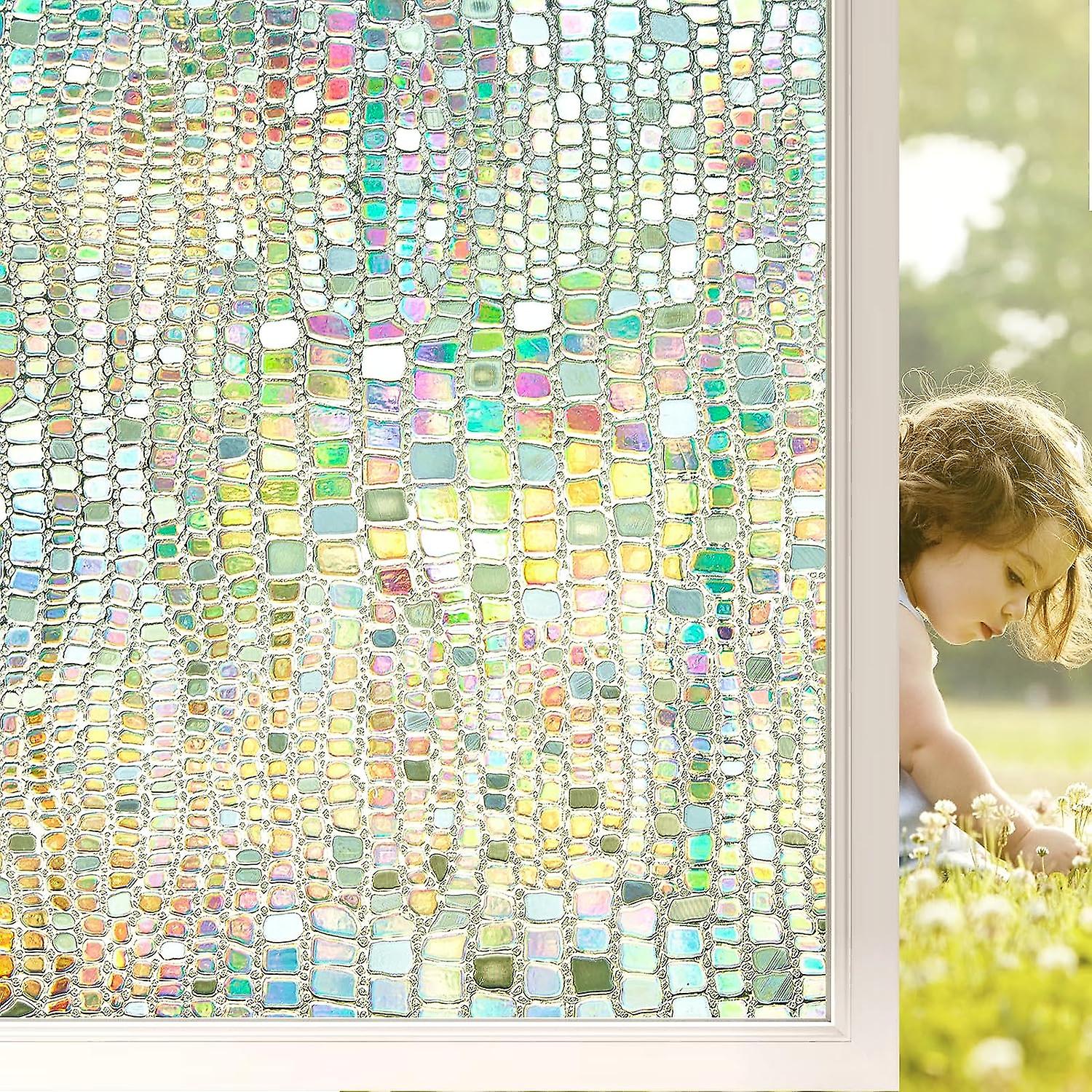 Dekorative 3d-vinylfolie In Regenbogen-glasoptik: Hitzeschutz Und Sichtschutz – Abnehmbare Aufkleber Für Badezimmer Und Türen