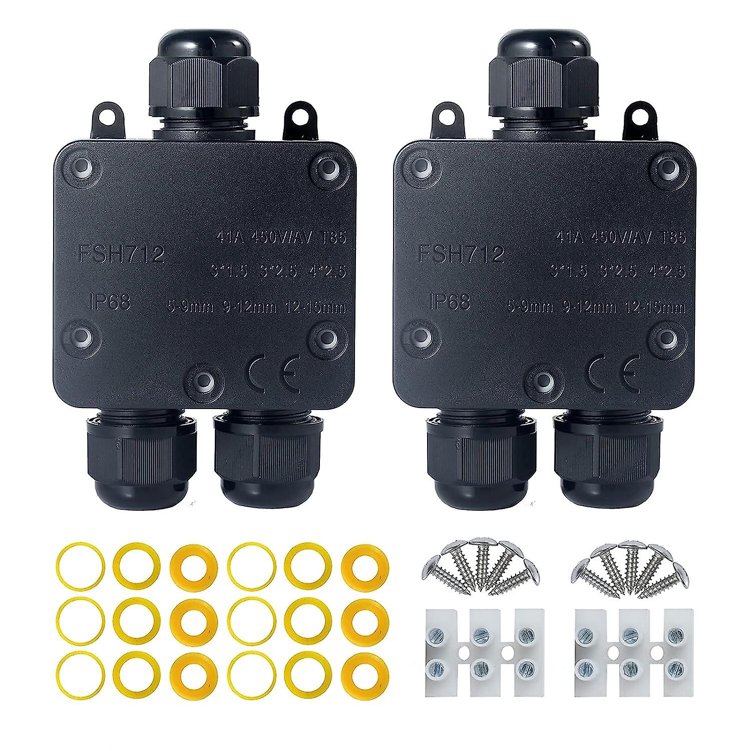 Ip68 Wasserdichte 3-wege-abzweigdose Für Kabel Mit Einem Durchmesser Von 5 Bis 15 Mm, 2er-pack