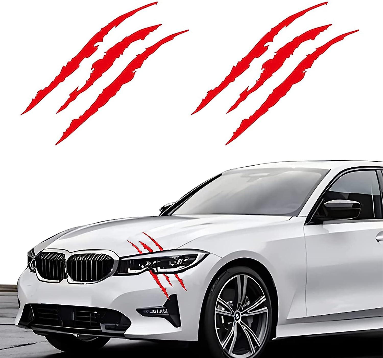 Wasserdichter Autoaufkleber „rotes Monsterklauenmotiv“ – 2er-set Für Autos, Lkws Und Motorräder