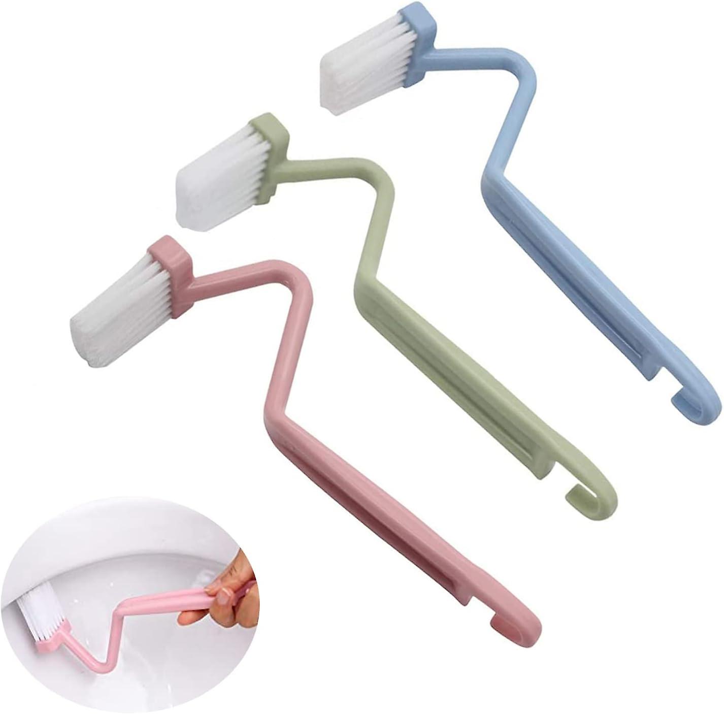 Set Mit 3 Toilettenbürsten Aus Kunststoff Mit V-förmigen, Abgewinkelten Und Tragbaren Borsten Toilettenbürsten-set Mit Langem Griff