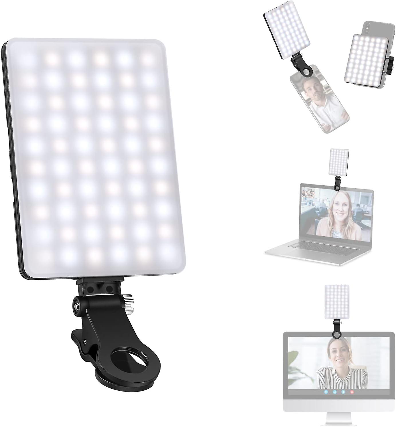 Tragbare Led-selfie-leuchte Zum Anklemmen Für Mobiltelefone Mit 60 Hochleistungs-leds, 2000-mah-akku, Farbwiedergabeindex (cri) 95+ Und 3 Beleuchtungsmodi