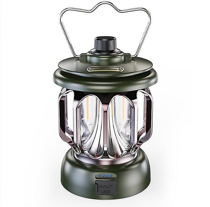 Vintage-led-campinglampe Mit Aufladbarer Usb-powerbank, Einstellbarem Warmweißem Licht Und 5200-mah-powerbank Für Outdoor-aktivitäten