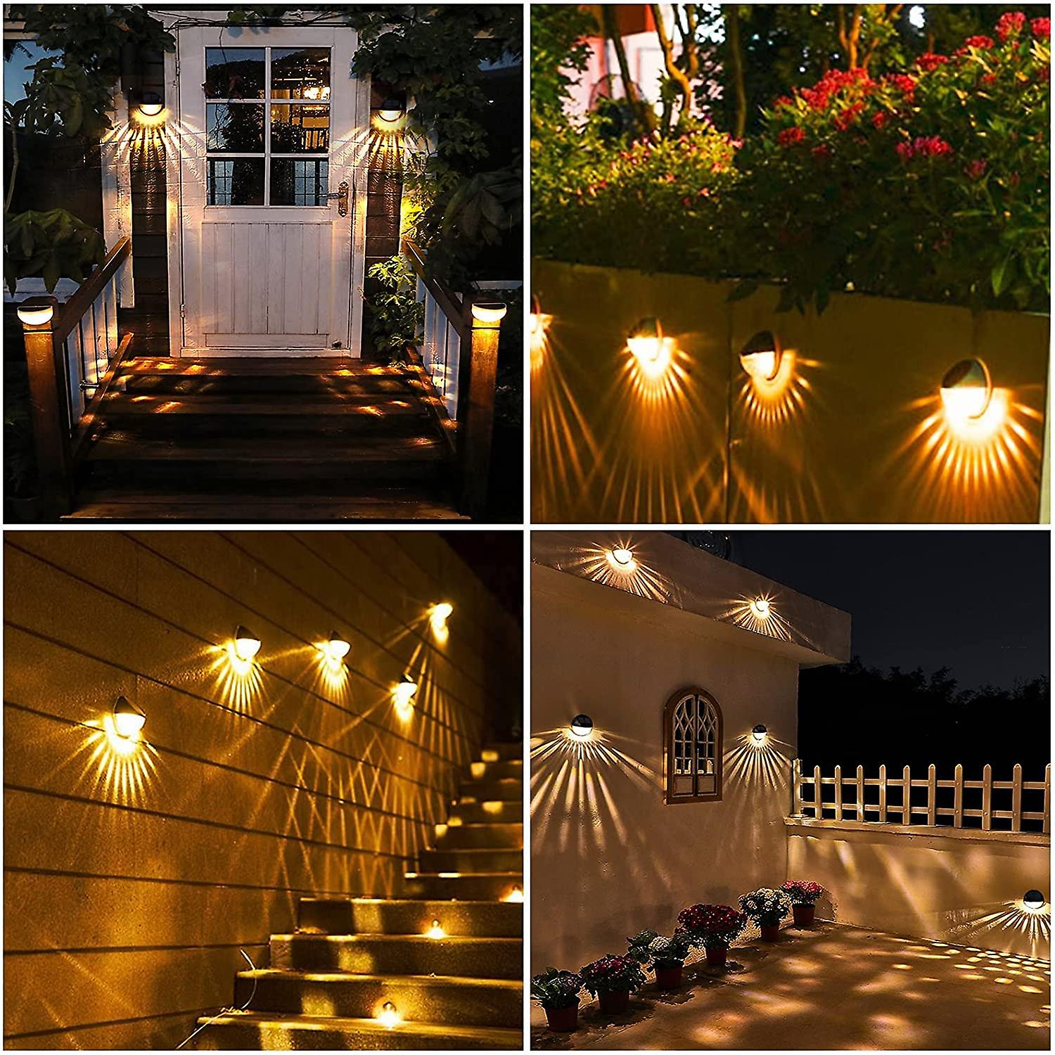Set Mit 2 Solar-wandleuchten Für Den Außenbereich – Warmweißes Dekorationslicht, Wasserdicht (ip65), Für Garten, Terrasse Und Eingangstreppe