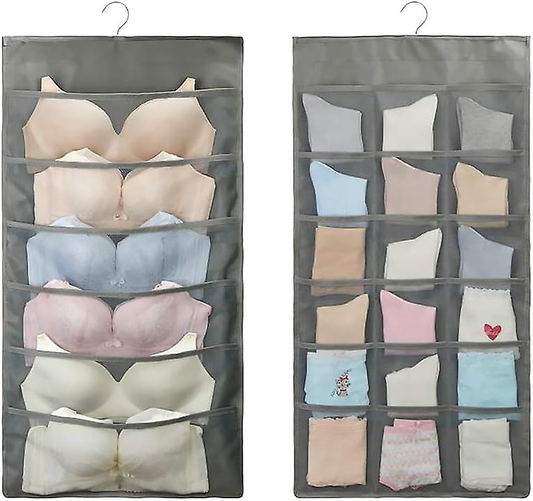 Doppelseitiger Hängeorganizer Für Den Kleiderschrank Mit Netztaschen Für Unterwäsche, Socken, Krawatten Und Bhs – Platzsparende Aufbewahrung Für Textilien