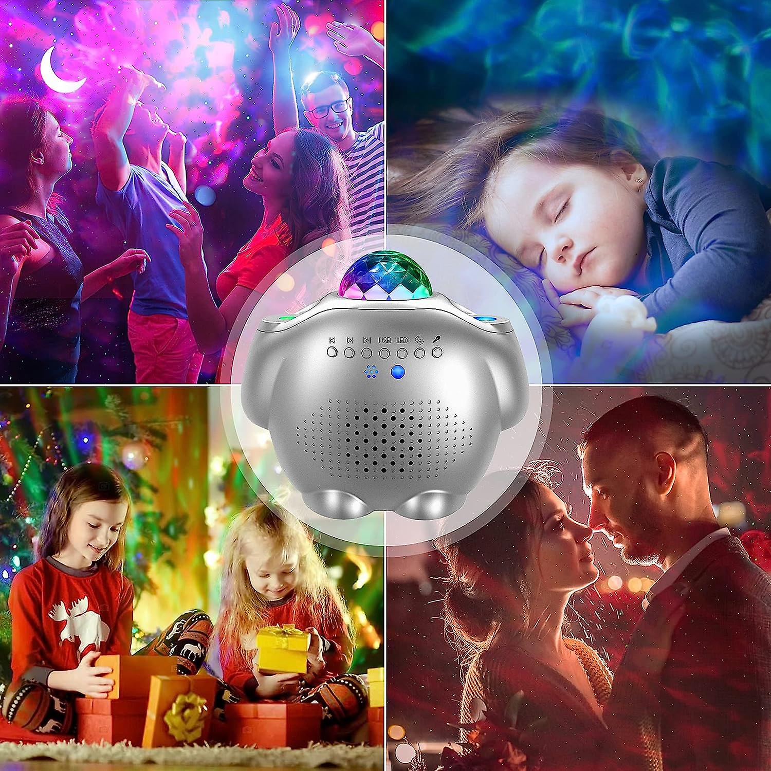 Sternen- Und Meereswellenprojektor-nachtlicht Mit Bluetooth-lautsprecher Und Fernbedienung Für Kinder, Sprachsteuerung, Timer, Anpassbare Raumdekoration