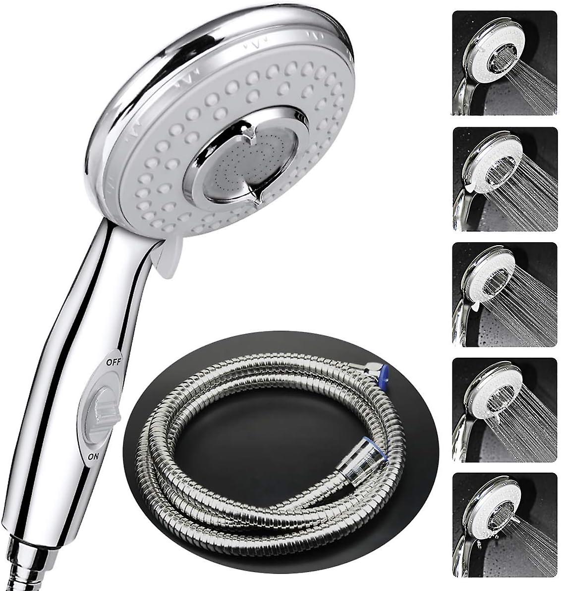 Hochdruck-handbrauseset Aus Edelstahl Mit 5 Wassersparenden Düsen Und Einem 2 M Langen Schlauch