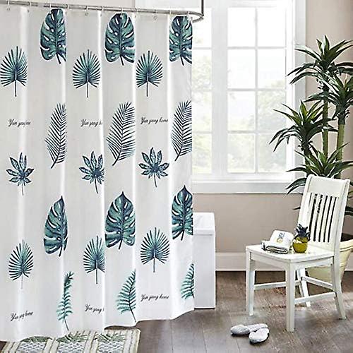 Duschvorhang Aus Polyester Mit Dschungelblattmuster – 180 X 120 Cm, Wasserdicht, Antibakteriell, Beschwerter Saum