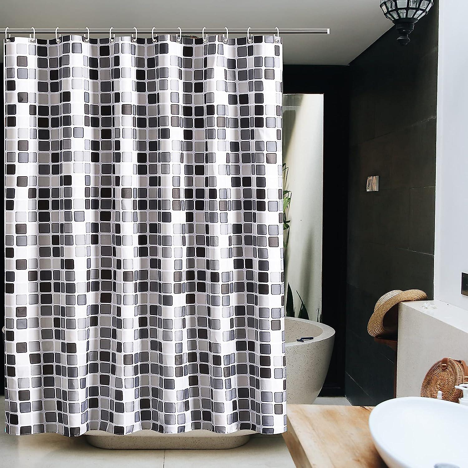 Klassischer Mosaik-duschvorhang, Wasserdichtes Polyestergewebe, Dekorativer Badezimmervorhang – 180 X 180 Cm