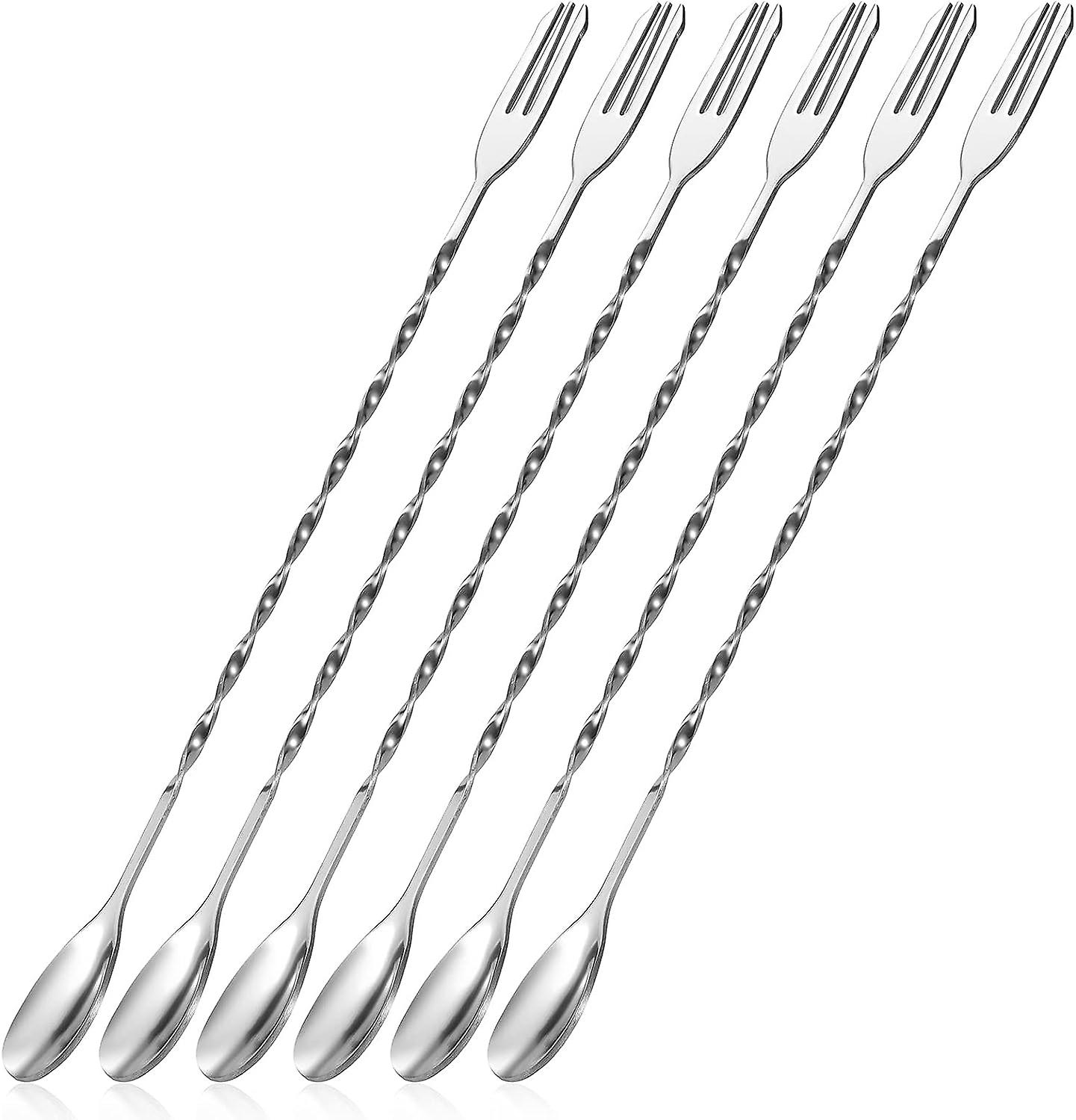 Set Aus 6 Cocktaillöffeln Aus Edelstahl, 32 Cm, Mit Langen Spiralgriffen