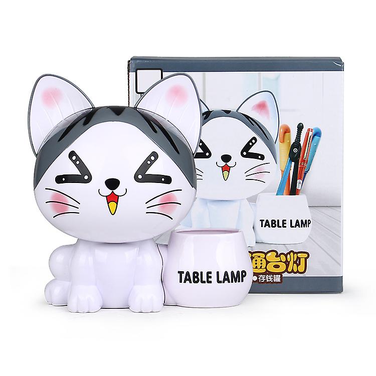 Wiederaufladbare Led-schreibtischlampe Mit Augenschutz, Sparschwein-design, Nachtlicht, Stifthalter, Usb-anschluss – Katzenmotiv, 16,5 X 11 X 18 Cm